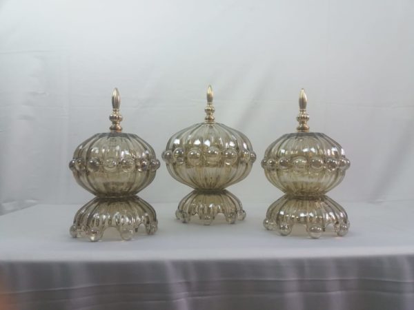 Bonbonnières en verre 3 pièces (2 petits + moyen)