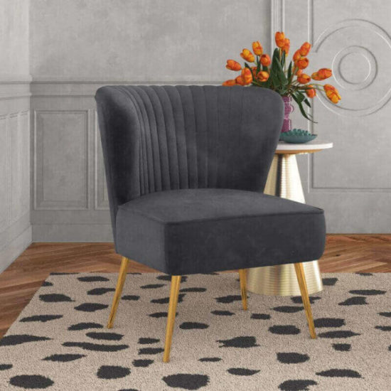 Fauteuil en velours-Gris foncé