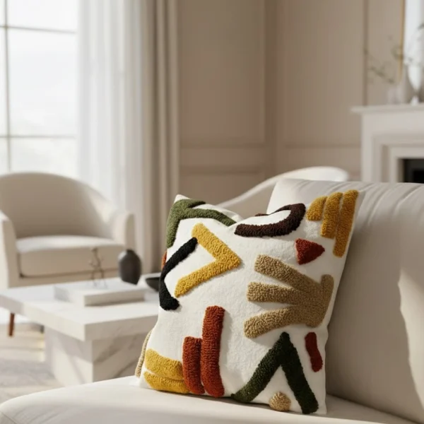 Housse Poupouf – Coussin Artistique 45×45 cm en Broderie Relief