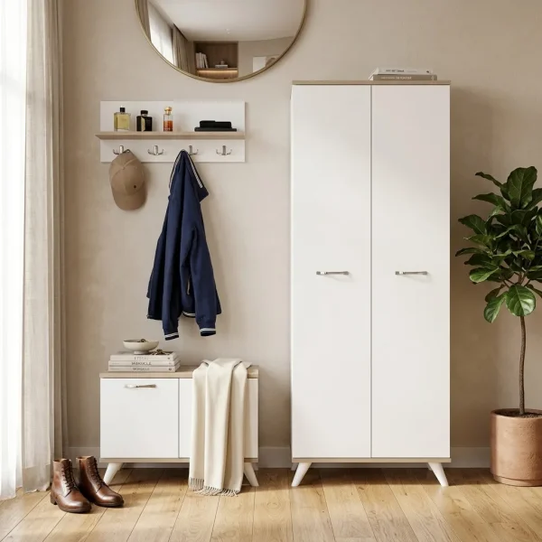 Ensemble d'Entrée Scandinave Blanc & Bois
