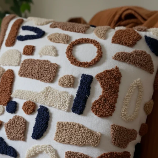 Housse Cocooni – Coussin Artistique en Broderie Relief 45×45 cm