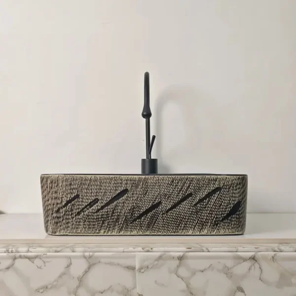Bassin d'art en céramique | Évier autoportant rectangulaire