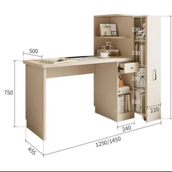 Bureau Randy avec Bibliotheque en Bois