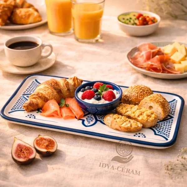 Assiette Rectangulaire Artisanale - Motifs Traditionnels Revisités