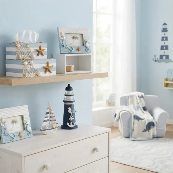 Duo de Boîtes à Mouchoirs Décorative Style Marin en blue ciel